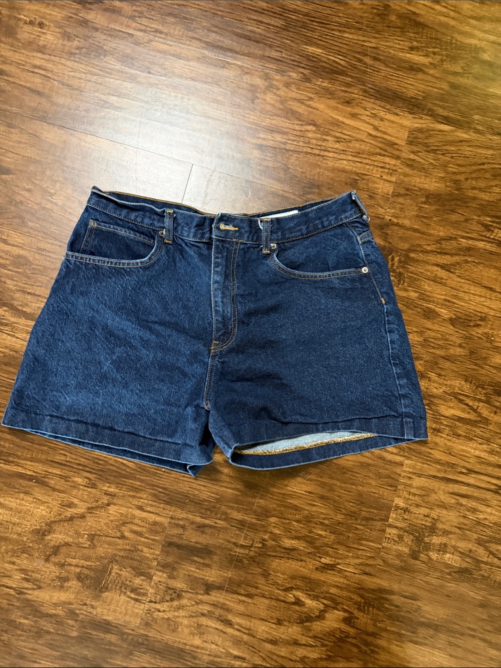 Zara Dark Blue Denim High-Rise Jean Shorts